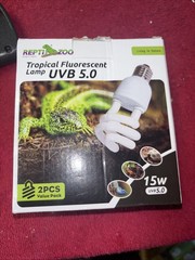 REPTI ZOO UVB Light for Tropical Reptile, 2 Pack 5.0 15W UVA 15W, Black