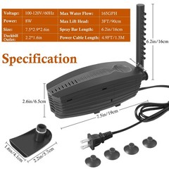 FEDOUR 165GPH Aquarium Filter, 8W Adjustable Fish Tank Filter, Submersible In…