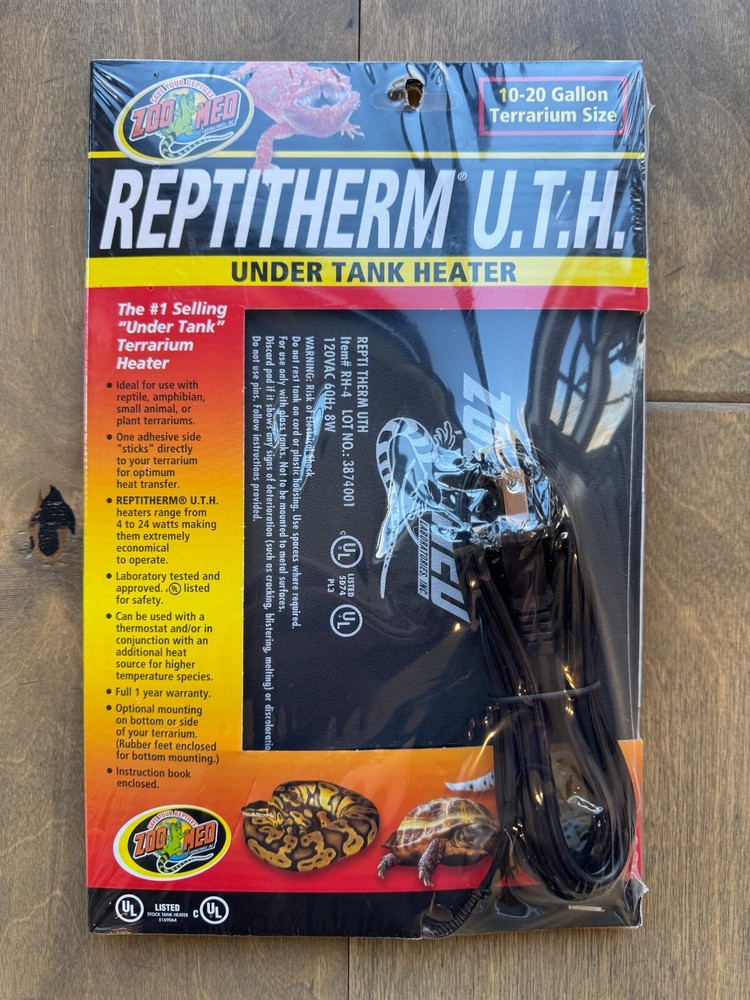 Zoo Med ReptiTherm U.T.H. Under Tank Heater RH-4 Small 10-20 gal 6″ x 8″ B2 NEW