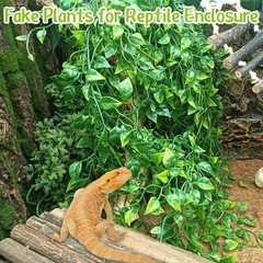 Reptile Plants Tank Habitat Decorations 2 Pcs Artificial Leaves Habitat Decor…