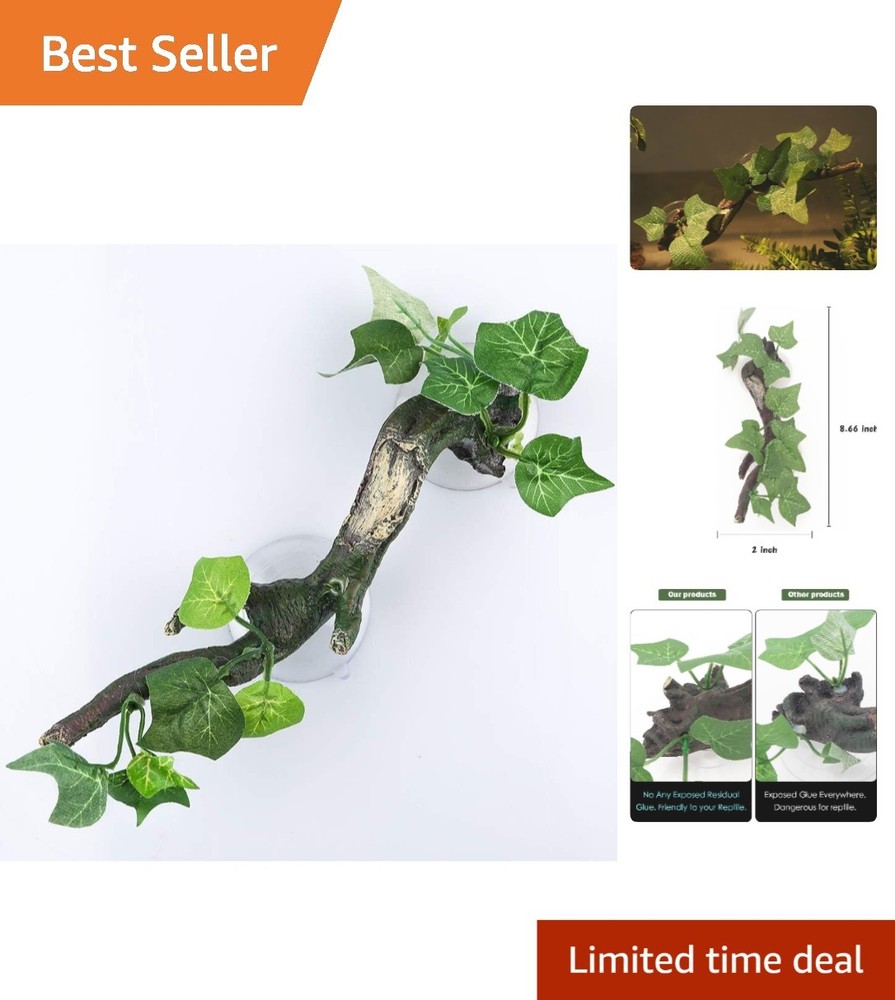 Durable Resin Reptile Corner Decoration with Suction Cups for Climbing Fun