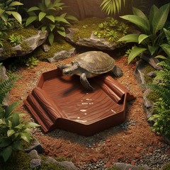 Turtle Bath Stand Non-Slip Ramp Basking Stand Bowl Long-Lasting for Terrarium