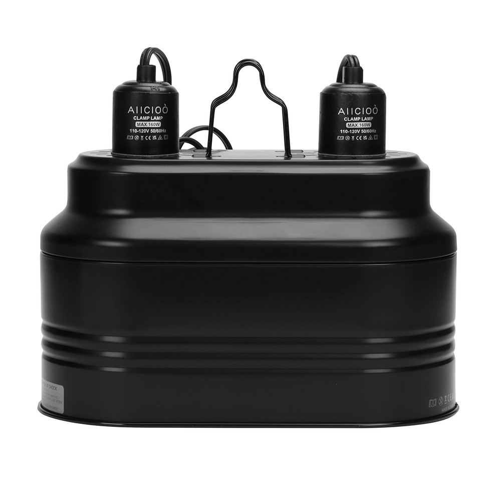 Aiicioo Dual Reptile Light Fixture – Bearded Lamp 160W, Black