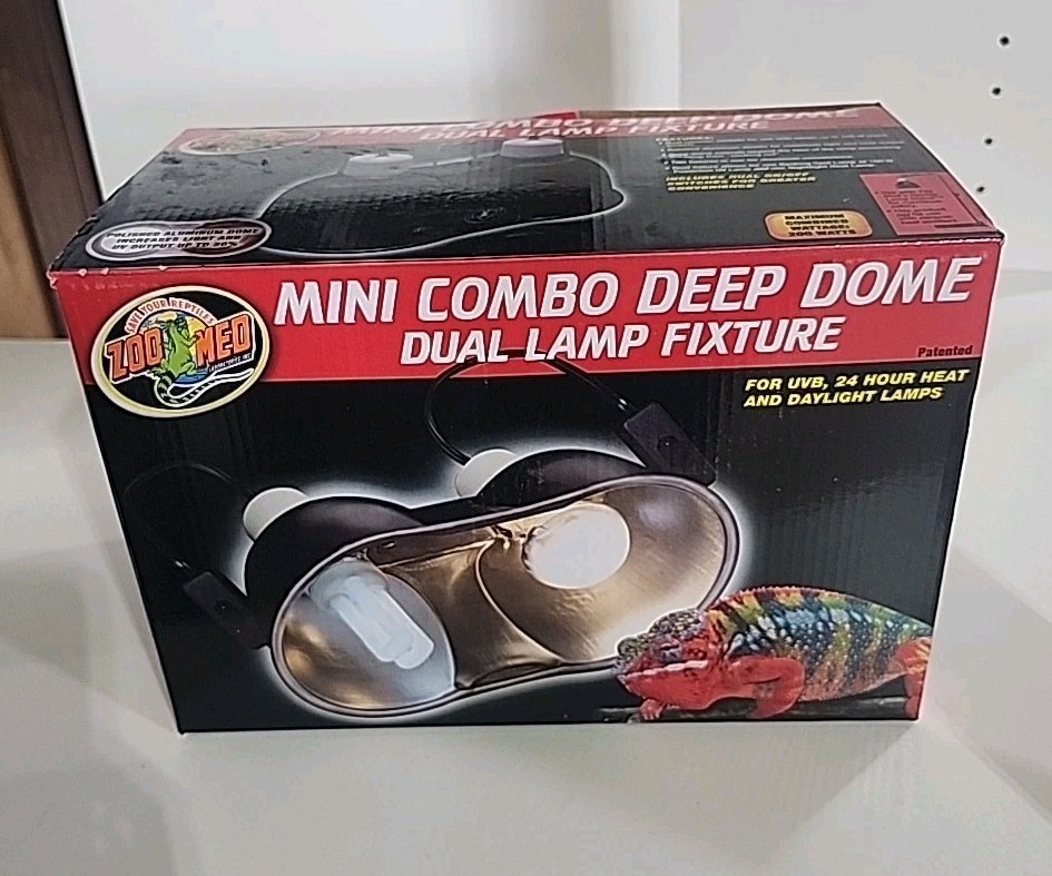 Zoo Med Deep Dome Lamp Fixture, Mini Combo Dual Lamp Fixure 200 Watts