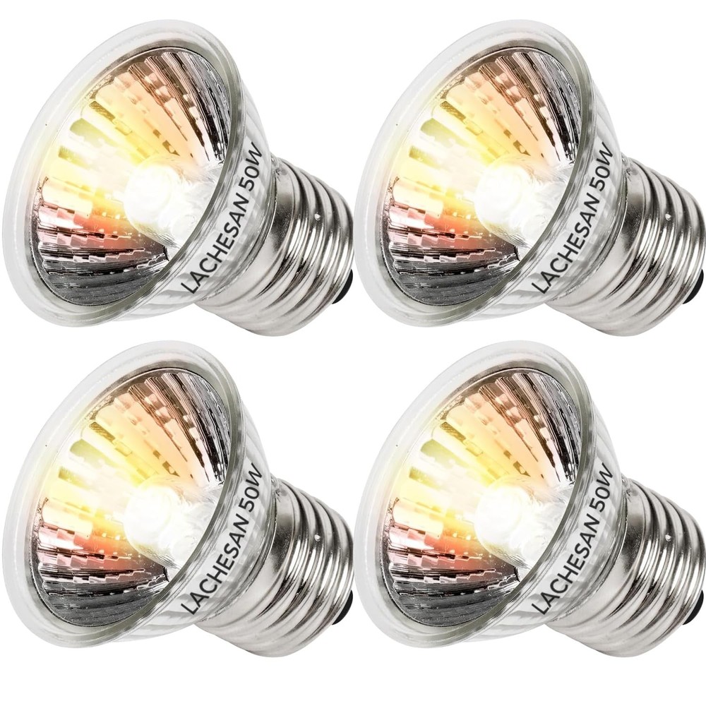 4-Pack 50W UVA UVB Bulbs, Fit E26 Heat Reptile Lamp, Light Turtle Heat Lamp for