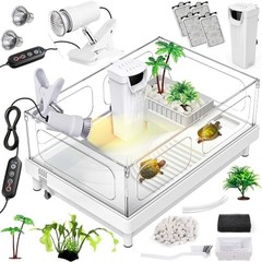Small Turtle Tank Kit(Tank+Light+Filter), Acrylic Turtle Tank Starter Kit with