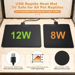 USB Reptile Heat Pad, 6″X8″ 8W Heat Mat for Reptiles, Reptile Heating Pad Und…