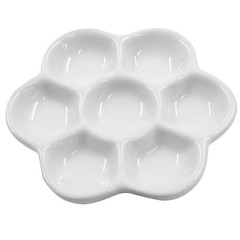 1 Pack 7 Compartment Ceramic Hermit Crab Food and Water Feeding Dish Bowl