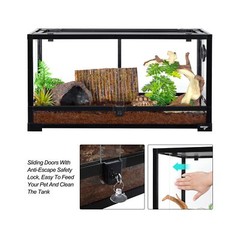 Large Reptile Tank 25 Gallon, 360°Full Vision Glass Reptile Terrarium with