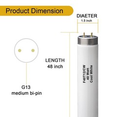 (6 Pack) F40T12 48 inch luorescent Bulbs,T12 4 Foot Linear Fluorescent Tube,4…