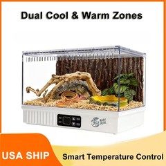 Reptile Terrarium Enclosure,Smart Dual Zones Temp Controll Reptiles Feeding Box