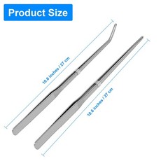 2 Pcs Reptile Feeding Tongs 10.6 Inch Straight and Curved Stainless Set