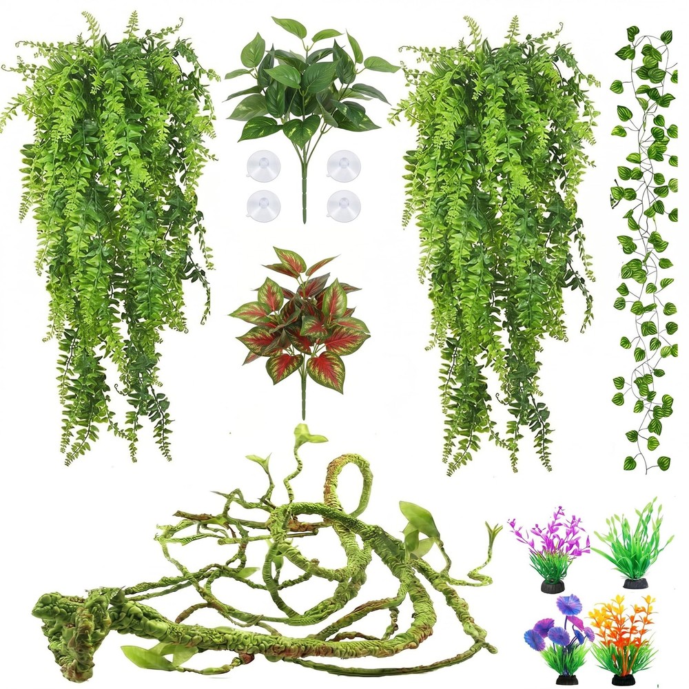 Reptile Plants Terrarium Decor, Hanging Reptile Vines, Flexible Bendable Jung…