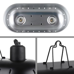 15″ Dual Reptile Light Fixture, 150W Heat Lamp & 2 Ceramic Emitters for Terrariu