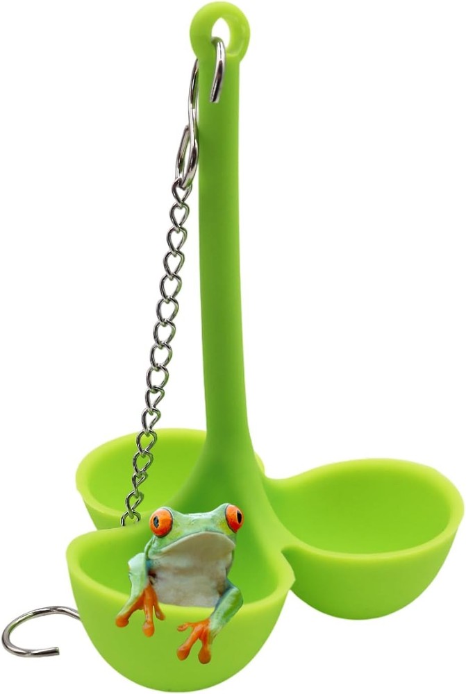 3-Pod Frog Habitat Hammock – Soft Silicone Resting Spots W/ Suction Cup & Chain