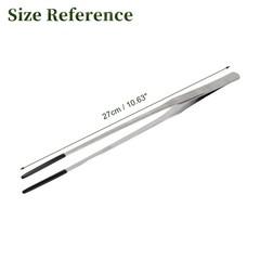 10.63″ L Aquarium Straight Feeding Tweezer for Feeding with Black Rubber Tip