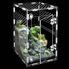 Acrylic Jumping Spider Enclosure Box: 10x6x6 Inch Transparent Habitat with Ve…