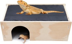 2-in-1 Bearded Dragon Basking Platform W/ Hideout Slate Rocks Reptiles With Base