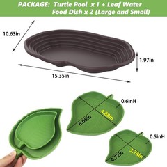 3PCS Tortoise Water Bowl with Ramp Leaf Tortoise Water Food Dish Turtle Pool …
