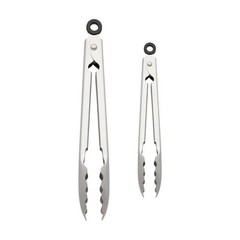 KitchenAid Set of 2 Stainless Steel Tongs with Scalloped Edges Easy Lock Dish…