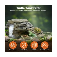 MIXJOY 130GPH Turtle Tank Filter, Ultra-Quiet Turtle Filter with Turtle Baski…