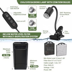GOZILLA Aquatic Turtle Tank+Lamp+Filter Kit, Upgrade PC Turtle Tank Kit with …