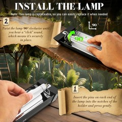T5 HO UVB 5.0 Light Fixture with Tube 14W Tropical Hood 22.6 Inch Reptile Lamp