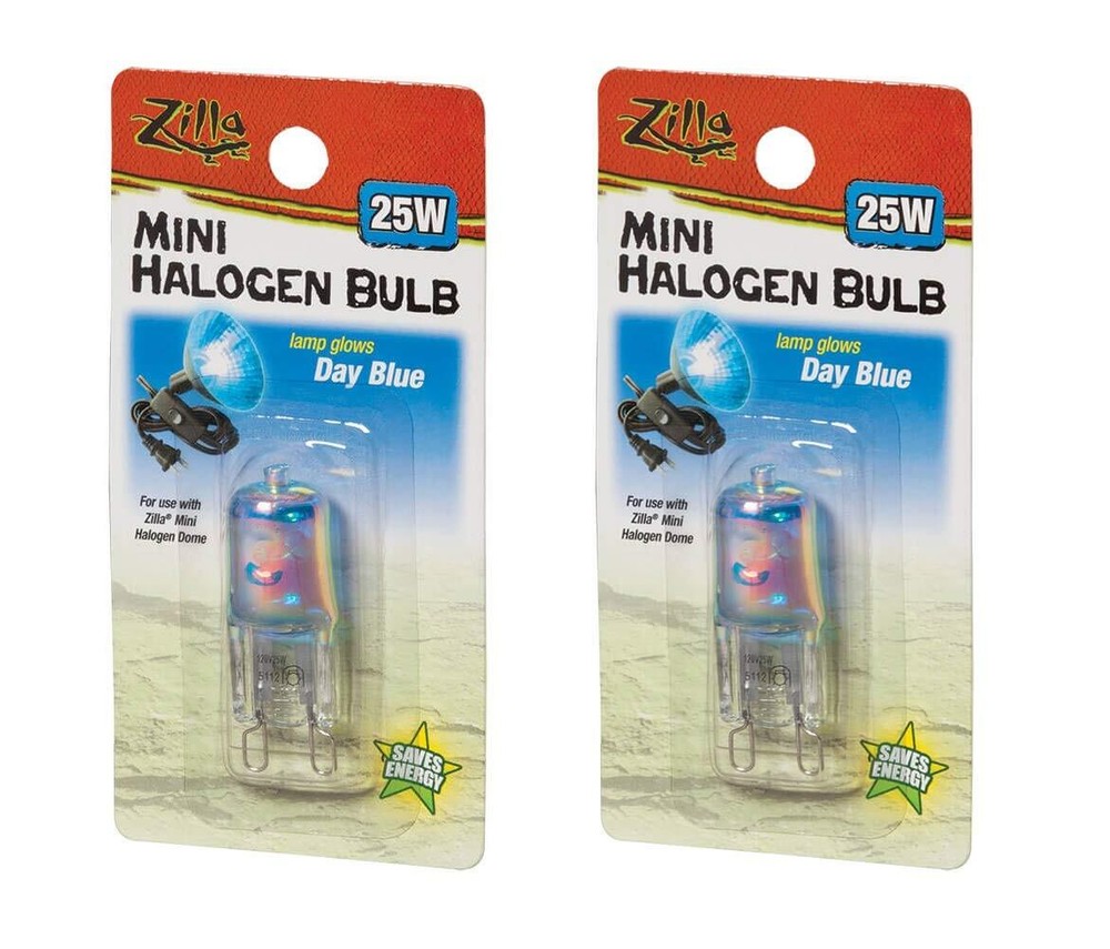 Zilla Mini Halogen Bulb 25 Watt 2 Pack Efficient Heat and UVB for Reptiles