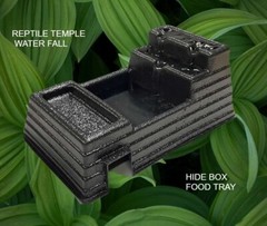 E.S.P. reptile temple water fall with hide box and food tray