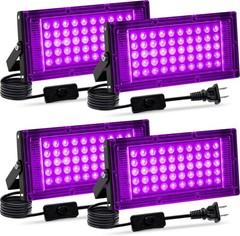 4 Pack 50W Black Light, LED Blacklight Flood Light with 4Pack, 4 PACK