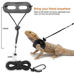 Bearded Dragon Harness and Leash Adjustable Leather Lizard Reptiles Harness L…