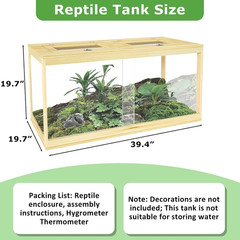 67 Gallon Reptile Tank, Lockable Sliding Door Bearded Dragon Tank, Snake Tank wi