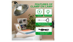 Clamp Lamp Light 8.5″ 150 Watts Silver Black Indoor Durable E26 Scratch Resist