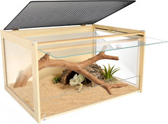 30 Gallon Reptile Terrarium for Bearded Dragons, Snakes & Lizards – Glass & Wood
