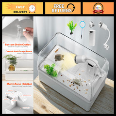 Complete Turtle Tank Habitat Kit with Filter, Basking Platform, Plants & Lamps