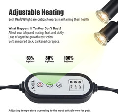 Reptile Heat Lamp, Double-Head Heat Lamp with Clamp, UVA UVB Reptile Light with