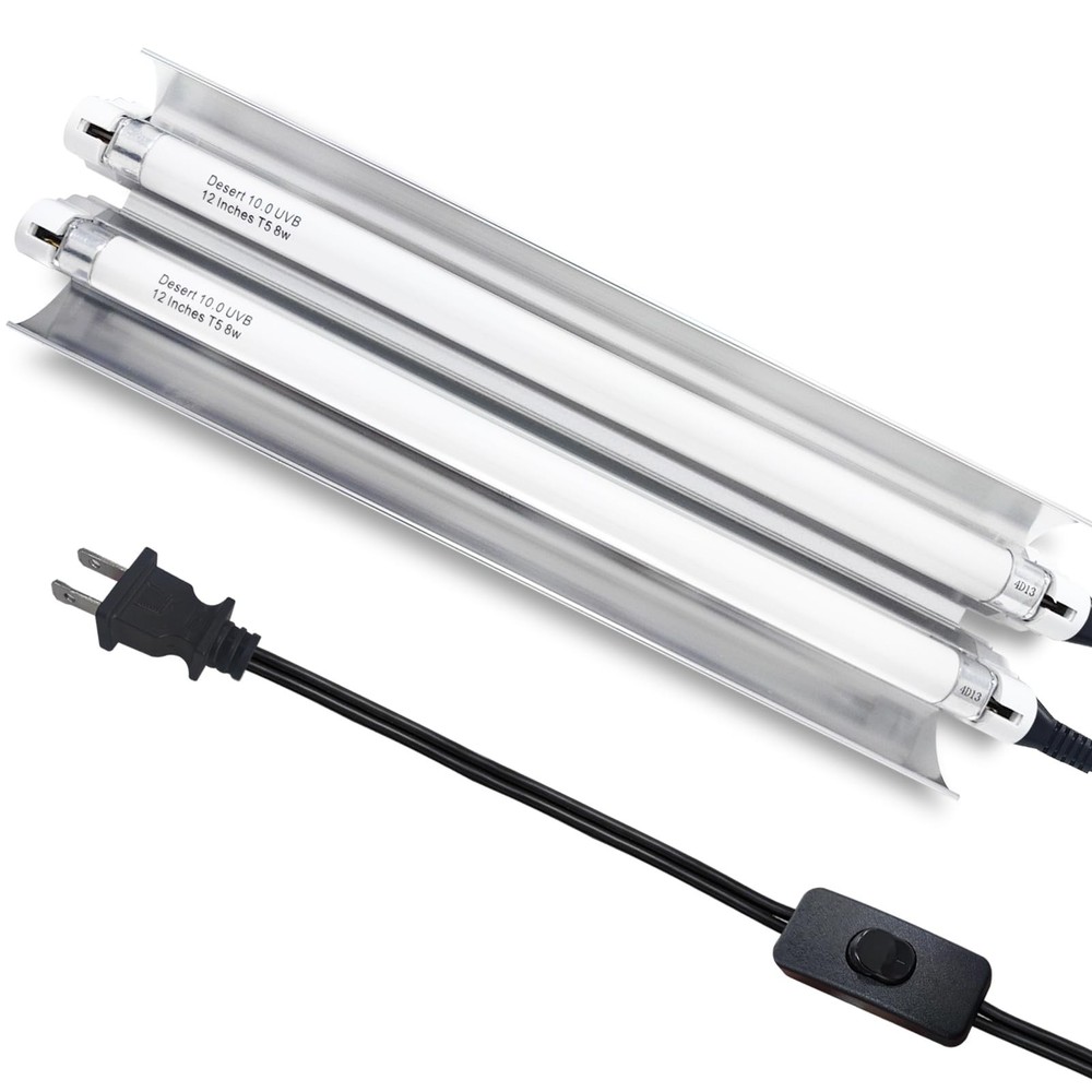T5 Reptile Light Fixture Combo Kit 16 Watts, 12 Inches UVB Light 2×8 Watt, T5…