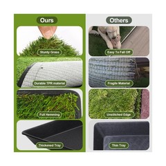 Dog Grass Pad with Tray,40”X27.5”Large Artificial Turf Grass Potty,XL Reusa…