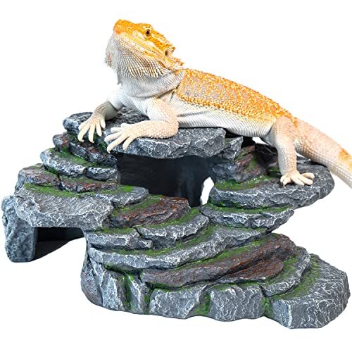 Cliff & Cave Hideout Rainforest Series – Reptile Ledge Hide Basking Rock Terr…