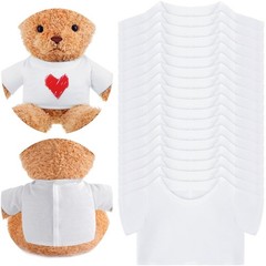 18 Pcs Stuffed Bear Clothes Sublimation Blank Bear Shirt Doll T-Shirts Stuffe…