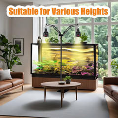 Dual Reptile Lamp Stand Reptile Light Stand with Two Flexible Brackets, Height A