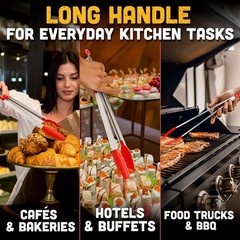 17.3″ Extra Long Tongs with Silicone Tip & Stainless Steel Frame — BBQ Ton
