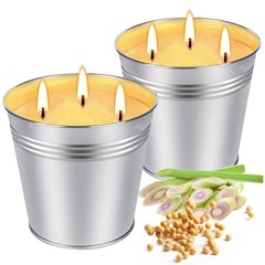 Citronella Candles Outdoor, 2 Pack 32oz Large Citronella Candle 3-Wick Natura…