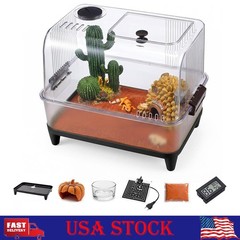 Reptile Terrarium Starter Kit, 7PCS Small Reptile Tank w/Lid, Heating Pad, Sand