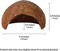 Coconut Hut for Crested Gecko, 5X3 Inches Reptile Climbing Hide, Leopard Gecko T