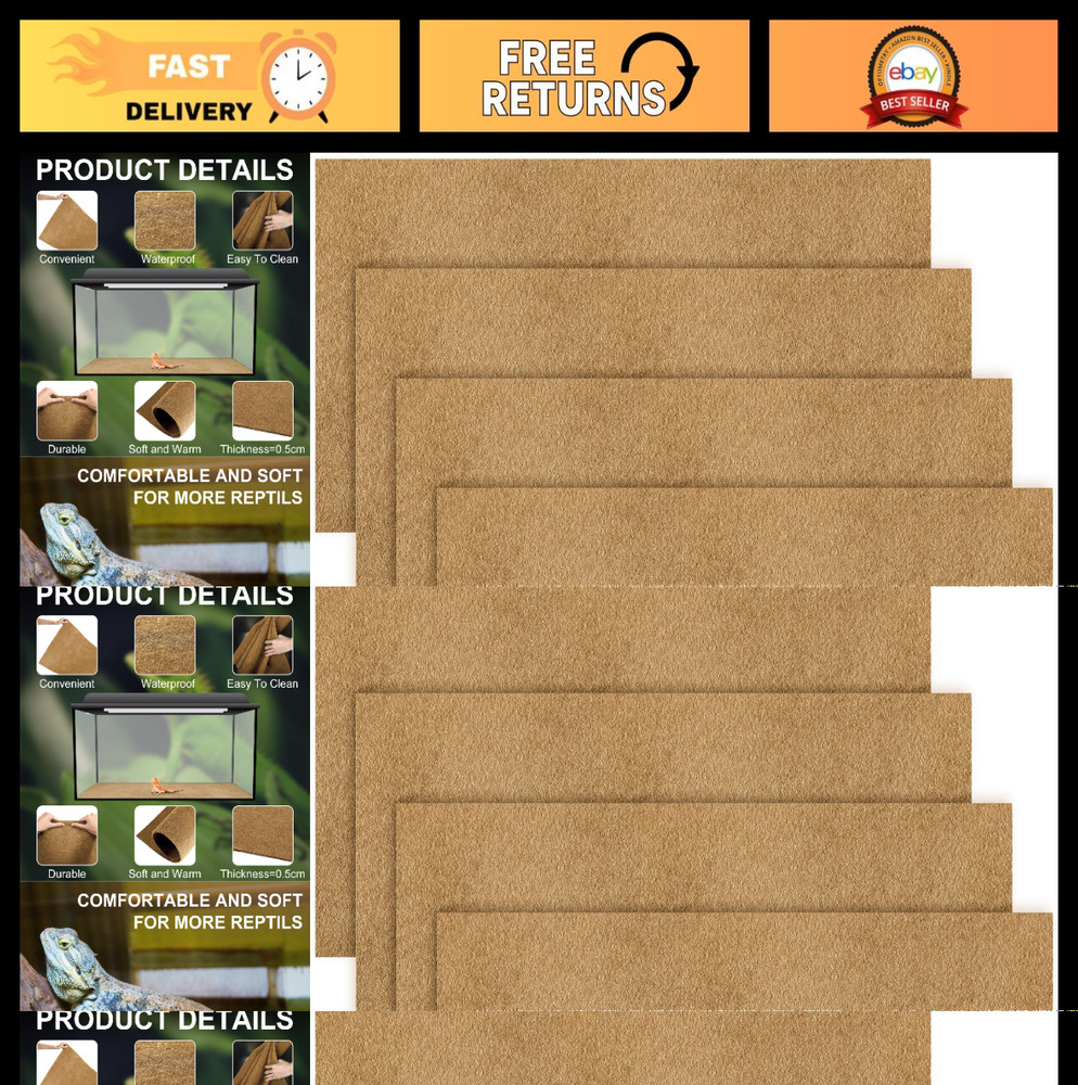 4 Pcs Reptile Carpet Bedding Substrate Liner for Terrarium, 47″x24″, Coffee