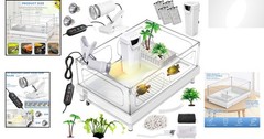 Acrylic Turtle Tank Starter Kit with Light & Filter – White
