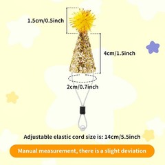 10 Pcs Mini Party Hats for Hamsters Lizards 1 Inch Glitter Cone 0.9*1.9 inch