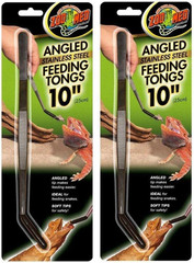Angled Stainless Steel Feeding Tongs Ideal for Snakes 10 Inches – 2 Pack