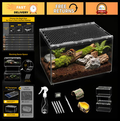 Large Reptile Tank Starter Kit – Escape Proof Tarantula & Hermit Crab Habitat, I
